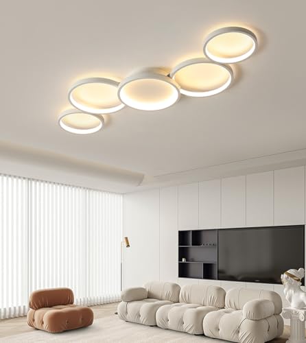 Lustre de plafond LED moderne blanc rond et multifonctionnel télécommandé - 2