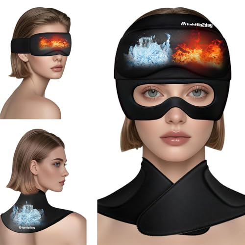3-in-1 Migraine Relief Cap with Neck Ice Pack Wrap & Detachable Ice Eye Masks