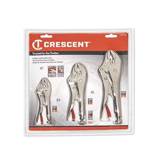 Crescent 3 Pc. Curved Jaw Locking Pliers With Wire Cutter Set - Clp3Setn-08 #TOP7