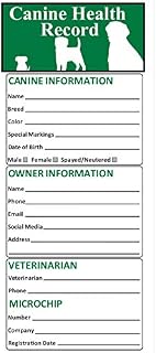Dog Vaccination Record (25 Pack) Dog Vaccines, Puppy Shot Record, Pet Health Records