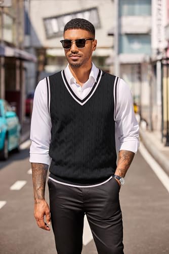 COOFANDY Sweater Vest for Men Regular Fit V Neck Sleeveless Knitted Pullovers Sweater2