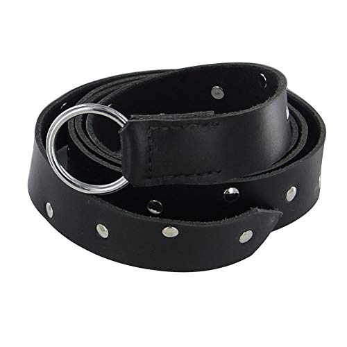 HGB Medieval Handmade Studded Leather O-Ring Belt Black2