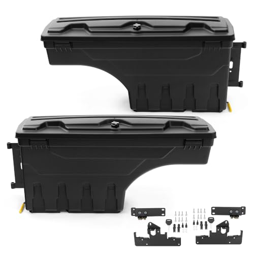 PIT66 Truck Bed Storage Box Toolbox, Compatible With Toyota Tacoma 2005-2021, Left Driver Right Passenger Side Storage Box Tool Box Black 2Pcs