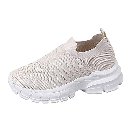 Zapatos deportivos de moda para primavera y verano para mujer, suela gruesa, resistentes al desgaste, aumento de altura, zapatos casuales, ligeros, de malla tejida con mosca, transpirables y cómodos,