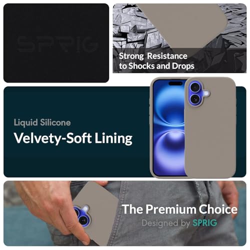 Image of SPRIG Compatible with iPhone 16 Premium SilkTone (Liquid Silicone) Back Cover Drop Tested Shock Proof Mobile Case for Men, Women, Boys and Girls with Camera Protection (Light Brown)