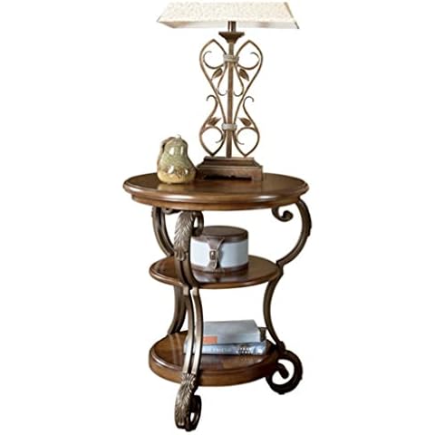 Ashley Furniture Signature Design - Nestor End Table - Traditional Vintage Style - Round - Medium Brown Cover
