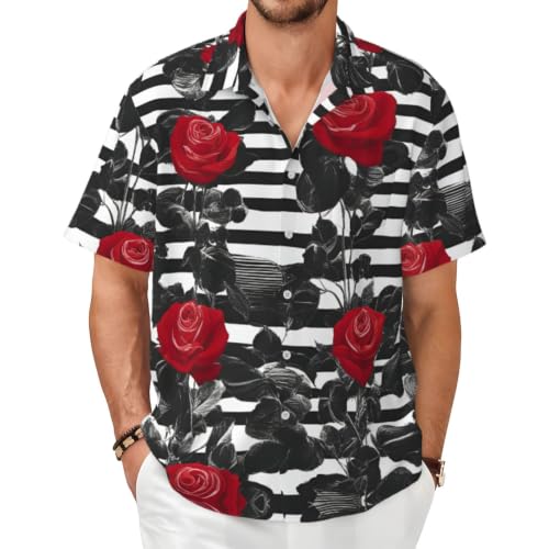 Chemise d'été homme manches courtes à rayures avec finitions col boutonné