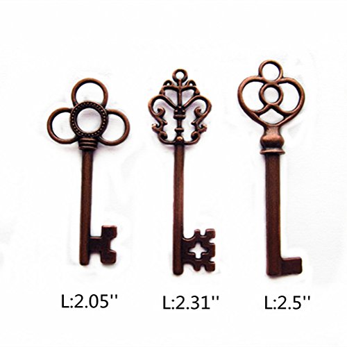 Aokbean Mixed Set of 30 Large Skeleton Keys in Antique Bronze - Set of 30 Keys