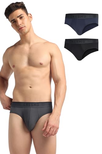 Image of Cresmo Men's|Anti-Microbial Luxury Micro Modal Underwear Breathable Ultra Soft Comfort Lightweight Brief|Pack of 2 |