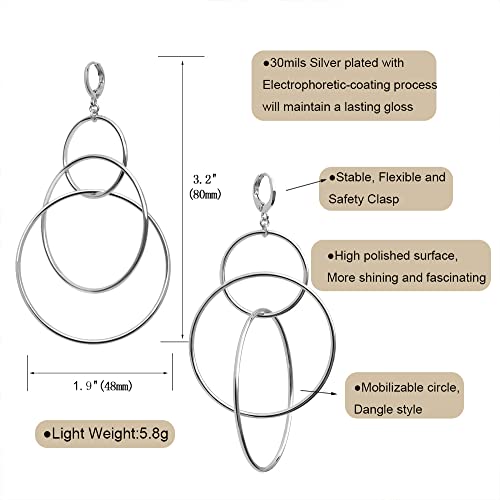 Women's Fashion Hoop Earrings,Silver Plated Drop & Dangle Earrings For Women, Serial Circle Aesthetic Earrings Jewelry For Women Girls #TOP4