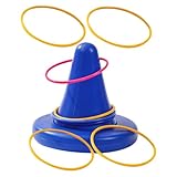 CVUTOVO 1 Set Single Leg Stool with Toss Rings Portable Physical Training for Early Education Games and Skill Development Activities