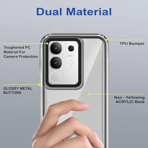 Image of Zapcase Back Case Cover for Vivo T4x 5G | Compatible for Vivo T4x 5G Back Cover | Case Cover with Camera Protection | (TPU + PC | Translucent Black)