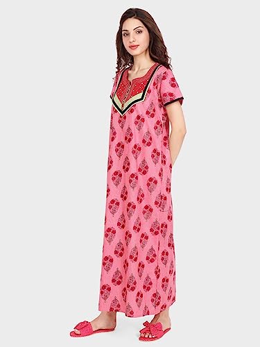 Image of Evolove Women's Cotton Long Maxi Night Gown Nighty Dress with Pocket, Super Soft Comfortable (LNG-Cotton-2)
