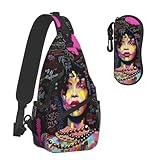 yngviud Sling bag for women crossbody chest bags Sling Backpack Travel Hiking Daypack for Women Men Shoulder Bag for Casual Sport Climbing Runners African American Black Girl (Glasses case included
