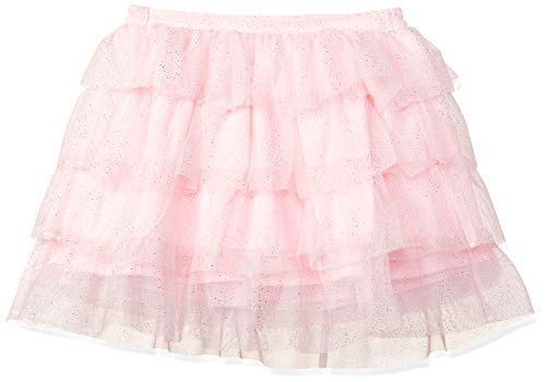 Image of Amazon Brand - Jam & Honey Girls Voluminous Skirt with a Glittery or Heart Print on The Top Layer and Elastic Waistband, Lined