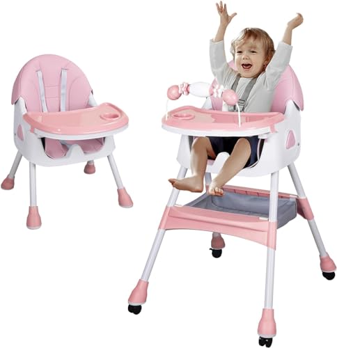 Tronas De Bebé Ajustable Trona Portatil Multifuncional Silla De Comer Para Bebé Con Plato Desmontable De Cena Y Cinturón De Seguridad, 72x60x94cm Rosa Tronas De Bebé Ajustable Trona Portatil Multifuncional Silla De Comer Para Bebé Con Plato Desmontable De Cena Y Cinturón De Seguridad, 72x60x94cm Rosa