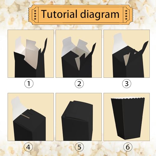 Image of 36 Pcs Black Popcorn Boxes 2 x 4.5 x 2.7 inch Mini Popcorn Boxes for Movie Decorations Cardboard Popcorn Container for Party Disposable Snack Popcorn Bags
