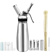Professional Whipped Cream Dispenser, 500 ml/ 1 Pint Aluminum Whipped Cream Maker Canister with 6...
