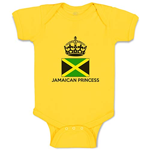 Custom Boy & Girl Baby Bodysuit Jamaican Princess Crown Funny Cotton Baby Clothes Yellow Zest Design Only 24 Months