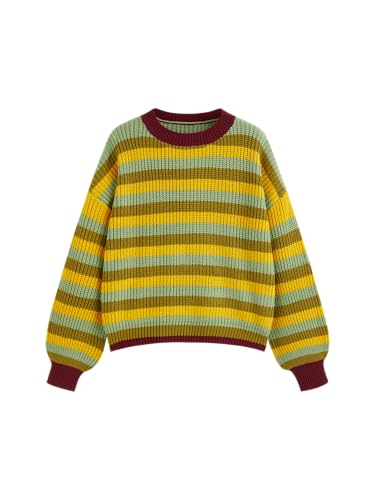 Image of CIDER Women's Cropped Striped Sweater Long Sleeve Crew Neck Trendy Pullover Tops