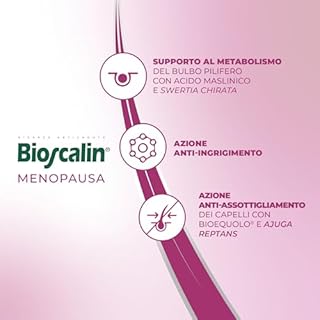 Bioscalin MENOPAUSA Fiale Anticaduta Trattamento Ridensificante, Booster Capillare, Forza Capelli, Azione Anti-ingrigimento, Trattamento 2 Mesi per Donna, 16 Fiale