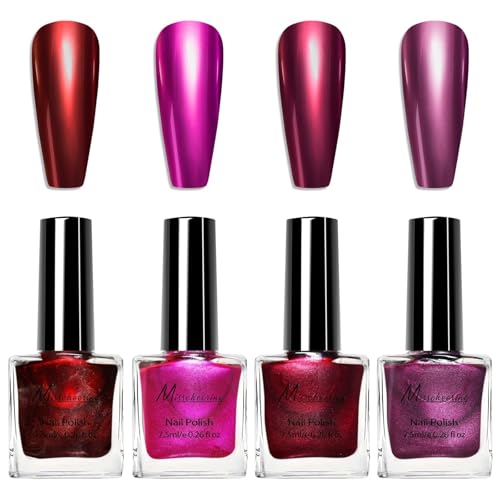 Esmaltes Semipermanentes de Uñas Rojo Rojo púrpura No UV Gel Kit Gel Nail Polish Esmalte Uñas Valentín Kit Esmaltes Esmalte Uñas Valentín Semipermanentes Pintauñas Semipermanentes Set