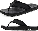 ONCAI Flip Flops for Men Arch Support Mens Orthopedic Sandals 2025 Orthotic Plantar Fasciitis Recovery Beach Summer Vacatio Comfortable Black Size 9