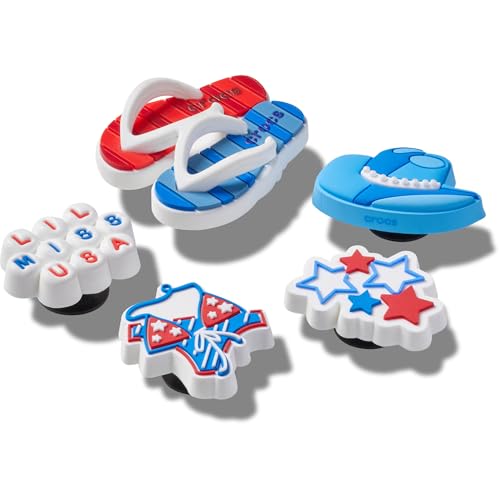 Image of Crocs Jibbitz 4th of July USA Patriotic Shoe Charms, 4th of July USA, 5-Pack
