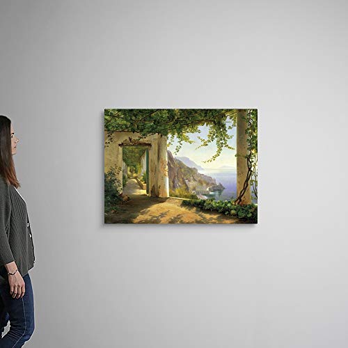 View To The Amalfi Coast Canvas Wall Art Print, Italy Artwork #TOP1