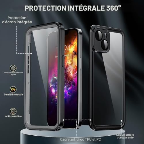 Coque iPhone 15 antichoc militaire en verre trempé 9H - 4