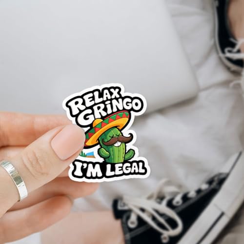 Image of 3Pcs Relax Gringo Im Legal Sticker, Relax Gringo I'm Legal Sticker for Car, Relax Gringo Calcomanias De Mexico Funny Immigrant Calcomanias Mexico Mexican Cactus Stickers for Truck Car Helmet (N1)