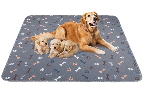 Baodan Washable Pee Pads for Dogs，2Pack 31x36 Reusable Puppy Pads with Bone Print