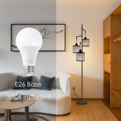 Aigotek Dimmable Industrial Floor Lamp With 3-Lights Black Farmhouse Floor Lamps For Living Room, Modern Tall Standing Lamp With Birdcage Shades & Base For Bedroom, Office #TOP5