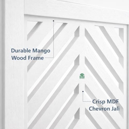 Image of Rose Wood Partition for Pooja Room Panels 6 feet Wooden Separators for Living Room Wall Partition Foldable Panel Screen Divider for Studio, Room partition. (3 Panels-6 Feet(150W x 180H Cms))