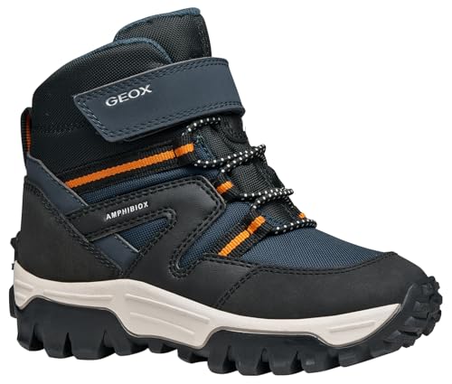 Geox J Himalaya Boy B ABX Ankle Boot, Navy/ORANGE, 38 EU