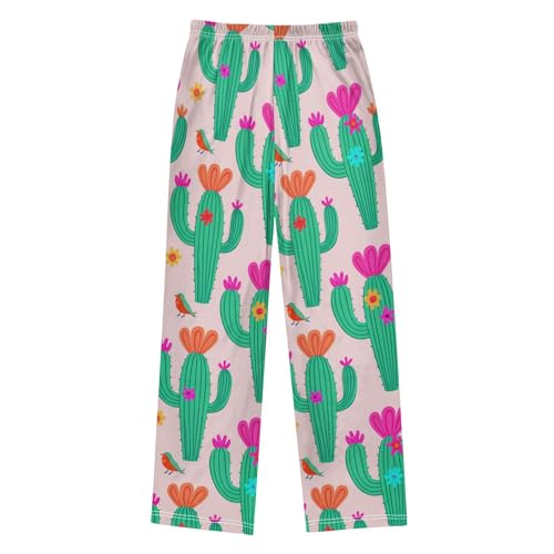 J JOYSAY Cactus Flower Bird Lightpink Pajamas Pants Soft Long Pajama Bottoms Lounge Sleep Pants Size S-XL2
