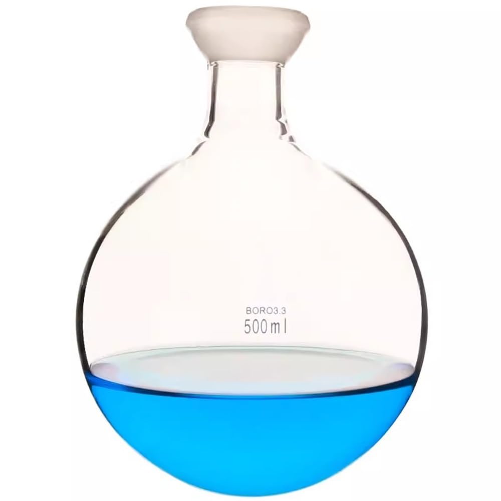Obrotowa butelka odbiorcza, kolba ze szlifem kulkowym, szklana butelka odbiorcza, okrągła kolba laboratoryjna, 250 ml/500 ml/1000 ml (500 ml)