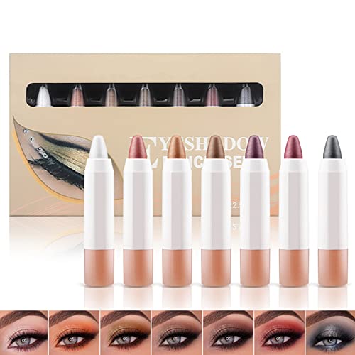 7 couleurs fard à paupières bâton ensemble Mrettick fard à paupières métallique crayon Shimmer crème fard à paupières bâton imperméable à l’eau ombre à paupières bâton maquillage ensemble Cover