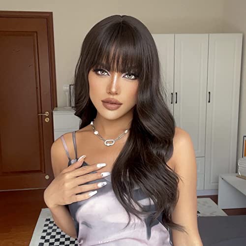 Image of Wynk Mavens brown hair wig for women n girls with bangs for beautiful look