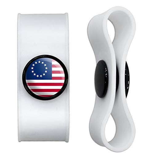 GRAPHICS & MORE Betsy Ross 1776 American Flag Headphone Earbud Cord Wrap - Charging Cable Manager - Wire Organizer Set of 2 - White