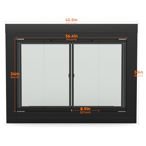 Image of Stanbroil Fireplace Glass Bi-fold Style Door, Black, Large