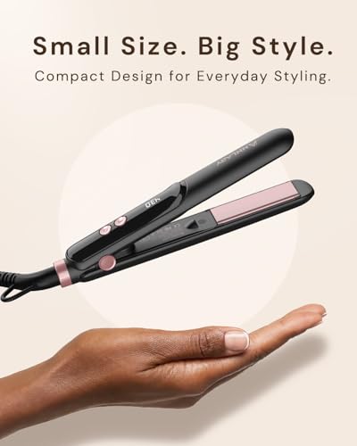 Image of ANNLARY Mini Hair Straightener for Travel, Portable Dual Voltage Small Flat Iron with LED Display, Adjustable Temperature, Dual PTC Heating, Negative Ion Care, Titanium Plates for Short Hair