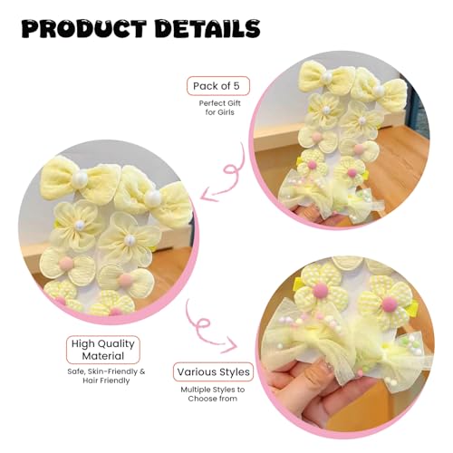 Image of SYGA 10-Piece Baby Hair Clip Set for Girls Adorable Bow and Flower Designs Hair Pin Soft, Lightweight, and Stylish - Yellow