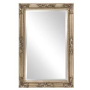 Howard Elliott Queen Ann Rectangular Antique Silver Leaf Wall Mirror, Rectangle Hanging Wood Framed Vanity Mirrors for Home Decor, Living Room, Bathroom, Bedroom, or Hallway, 24 x 36 Inch