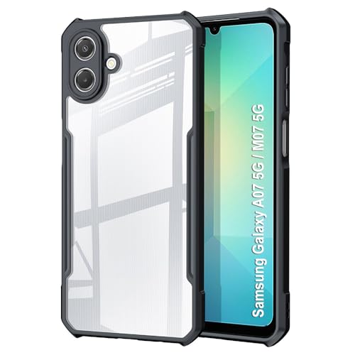 Image of NSTAR Shock Proof Clear Protective Back Case for Samsung Galaxy M17e | F70e 5G | M07 | F07 | A07 | A07 5G | Acrylic Crystal Clear 360 Degree Protection- (PC & TPU, Black Bumper)