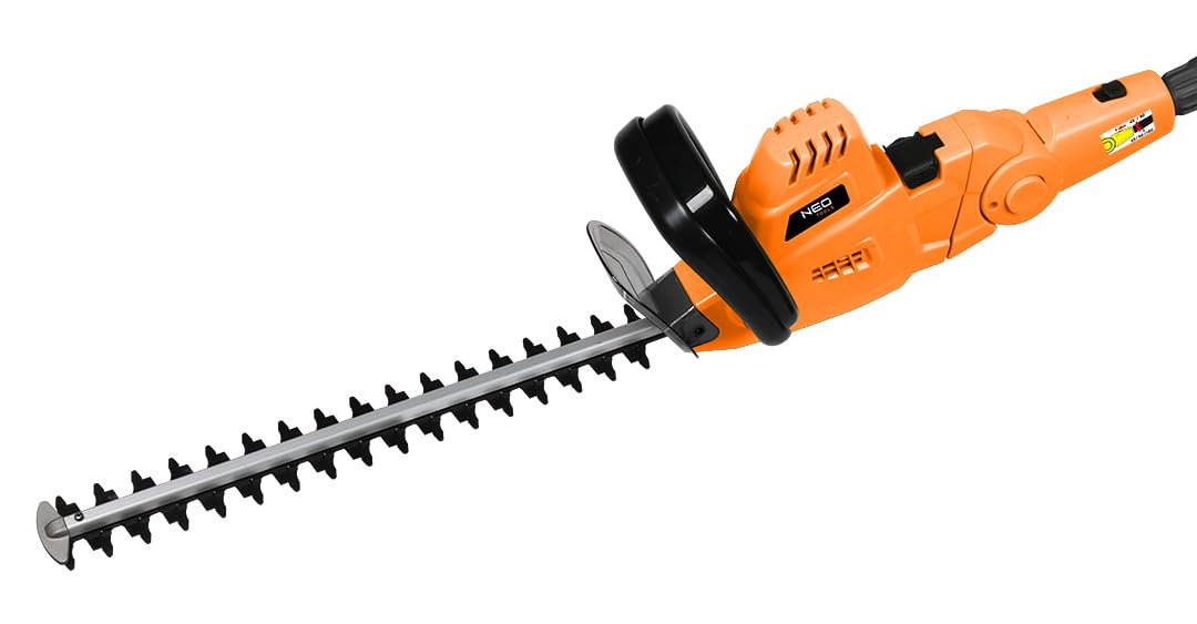NEO TOOLS Wielofunkcyjne urządzenie ogrodowe 2 w 1 – sekator (750 W, miecz 25 cm) i teleskopowe nożyce do żywopłotu (550 W, ostrze 46 cm), szybkie naciąganie łańcucha SDS, pasek na ramię, do wysokich
