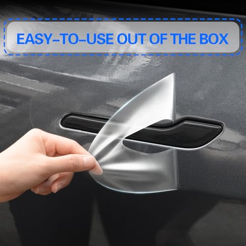 leediga 4 PCS Car Door Handle Protective Films, Waterproof Sticker, Anti Scratch Handle Decor, Self-Adhesive Vehicle Handle Cover, Auto Repair Parts, Compatible with Tesla Model 3/Y (Transparent)