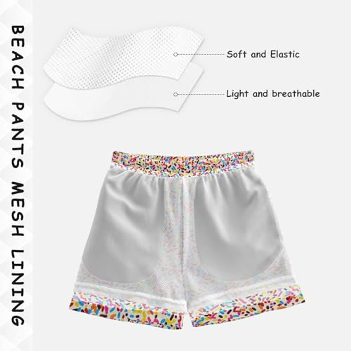 Pigsaly Boys Swim Trunks Rainbow Ice Cream Sprinkles Boys Board Shorts Swimsuit Swimwear Summer Bathing Suit 3T4