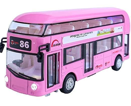 Image of DEOXY Double Decker Toys for Kids Diecast Metal Alloy London Bus Light & Music Open Door Collection Toys for Boy Kids, Yellow