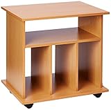 Inkl. Rollen VCM Mobiler Beistelltisch Nachtschrank Nachtkonsole Couchtisch Nachttisch Zeitungsständer Buche 45 x 60 x 59 cm \